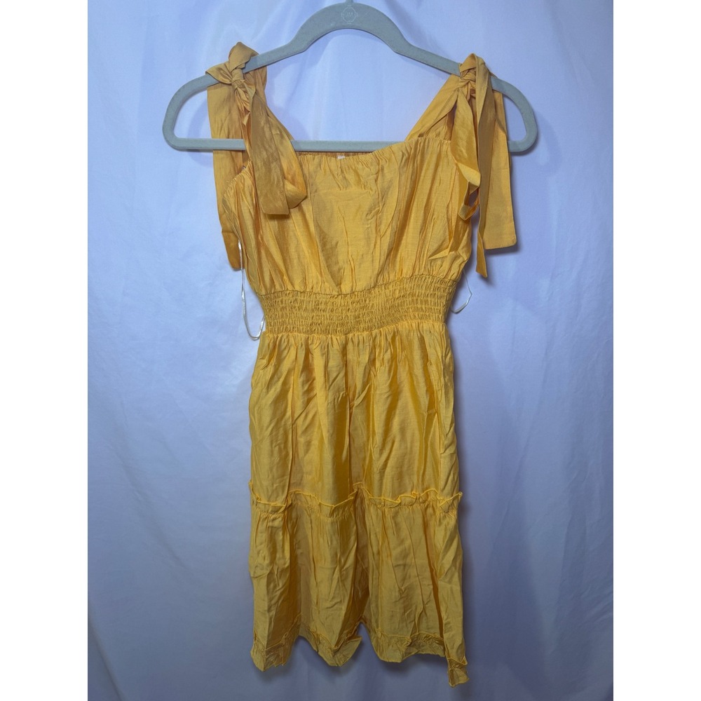 Umgee Tie Shoulder Mini Dress Womens Medium Yellow NWT Cottagecore Style